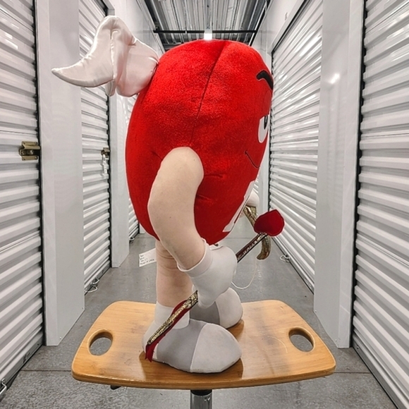 LG Plush M&M Red Cupid 24" Gemmy Tags 2010 Bow Arrow Standing Mars Candy - Picture 7 of 11
